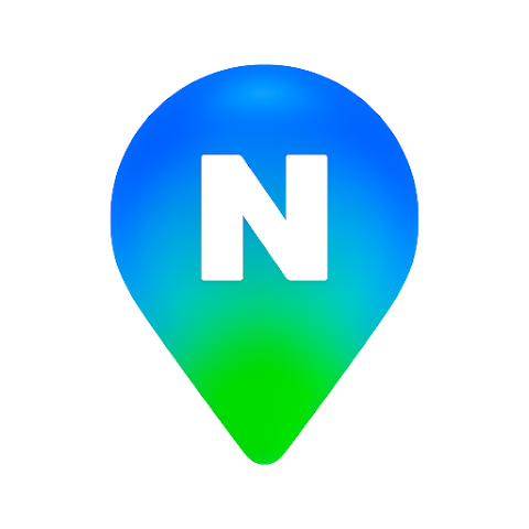 Blue and green location pin logo